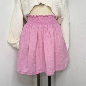 Cynthia Rowley 100% Linen Flowy Mini Skirt Size Small Pink Pockets